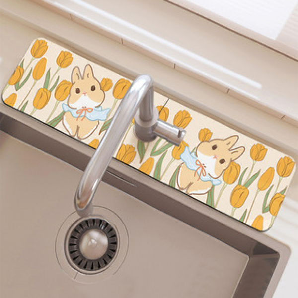 Cartoon kitchen diatomaceous earth faucet drainage pad, quick toasting pad, washbasin sink, absorbent pad, splash proof pad