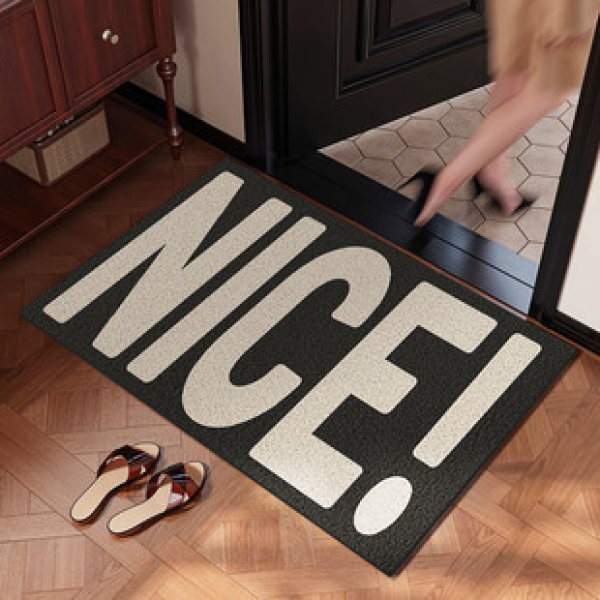 Black dirt resistant silk ring entrance mat, simple style entrance mat, square anti slip carpet that can be cut for the entrance door