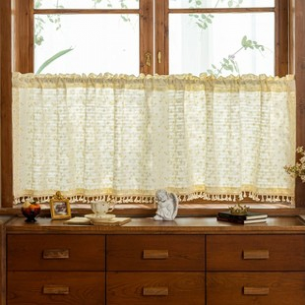 1 piece daisy short curtain kitchen cabinet curtain through pole window curtain home decoration small curtain short curtain