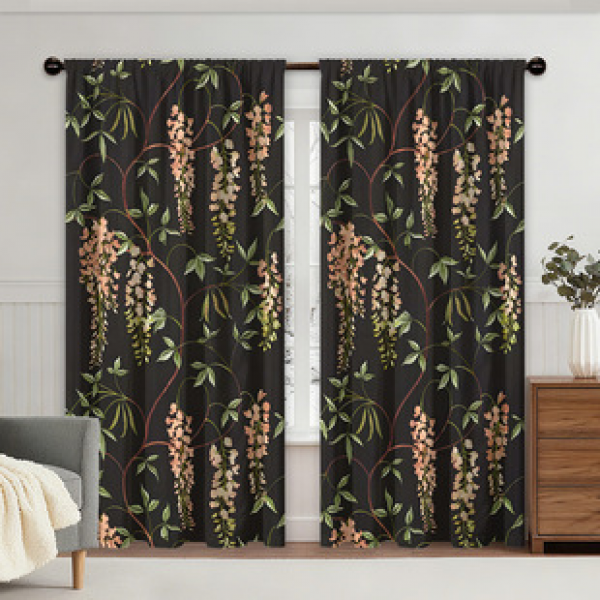 2PCS Christmas floral curtains factory distributes 3D digital printing cross-border Amazon curtains hot selling patterns