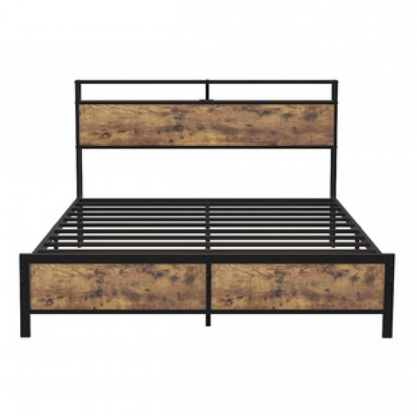 Guangzhou manufacturer direct sales bed frame cross-border e-commerce hot selling bedroom commercial apartment American style LED light bar plug-in bed frame