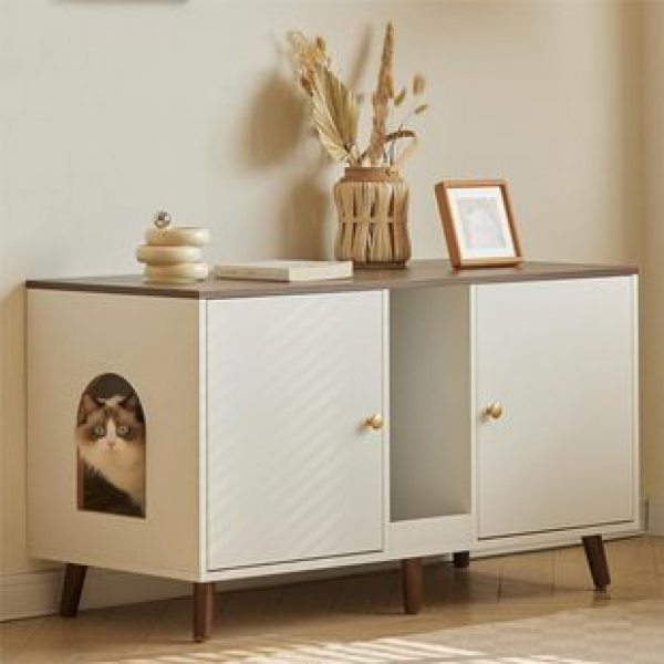 Mobile hidden cat litter box furniture Guangzhou factory indoor cat house cat bathroom pet cabinet TV cabinet