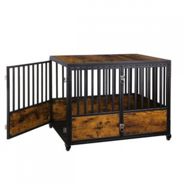 Dog house double door indoor pet dog cage terminal table Amazon hot selling large dog cage furniture wooden dog house decoration trend