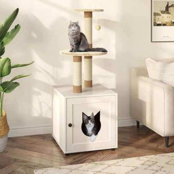 Customized multifunctional pet cabinet, single door storage cabinet, cross-border exclusive, factory direct sales, European style with seat cushion, cat scratch pad, trendy