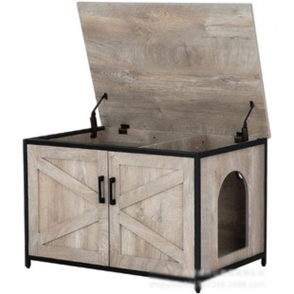 Automatic hidden cat house steel wood structure custom pet cabinet with open cat litter box top suitable for large cat litter box trend