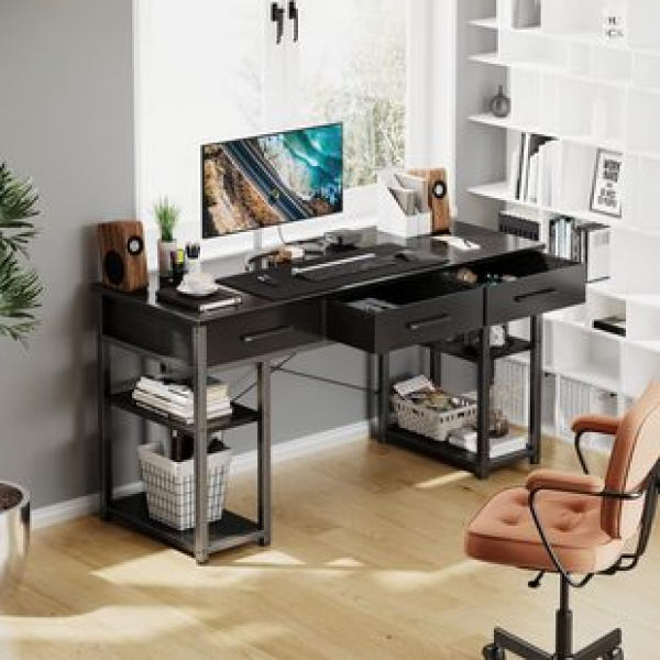Customized modern minimalist computer desk with non-woven fabric drawers, cross-border e-commerce living room, bedroom desktop storage, computer desk