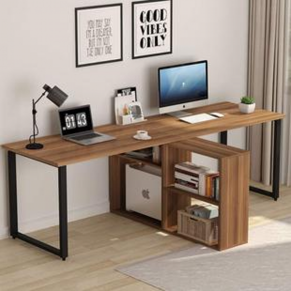 Customized ultra long computer desk, cross-border hot selling, double person office desk with storage rack, study desk, office desk, writing desk, trendy