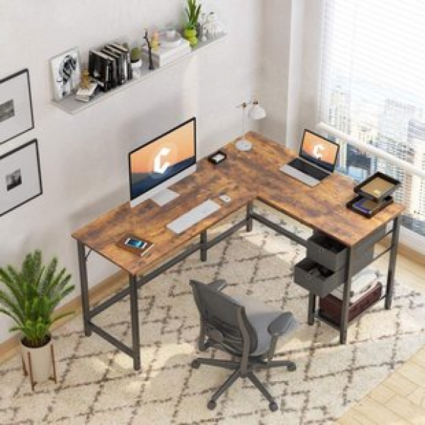 Customized Computer Desk Bookshelf Integrated Multi functional Learning Desk L-shaped Desk Home Bedroom Student Writing Office