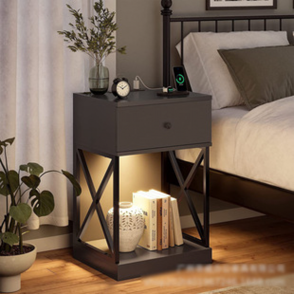 Removable side table retro wood tiger wood Amazon exclusive 2025 new foldable office desk storage cabinet