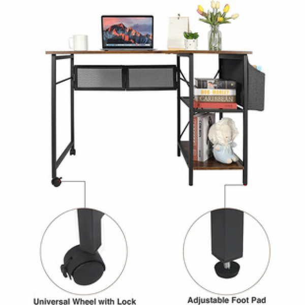 Foldable desktop writing desk desktop computer cross-border e-commerce home office learning desk and metal frame