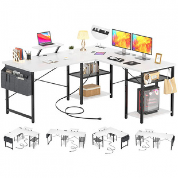 Writing desk, steel wood combination desk, bookshelf combination study, home desktop computer desk stand, integrated double person office desk