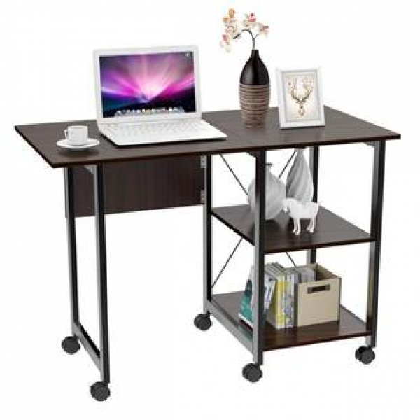 Customized light luxury, simple and high-end factory folding computer desk, convertible office desk with industrial wheels, trendy