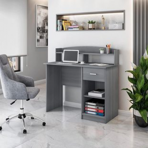 Practical white office desk, computer desk, student home study desk, minimalist bedroom, female