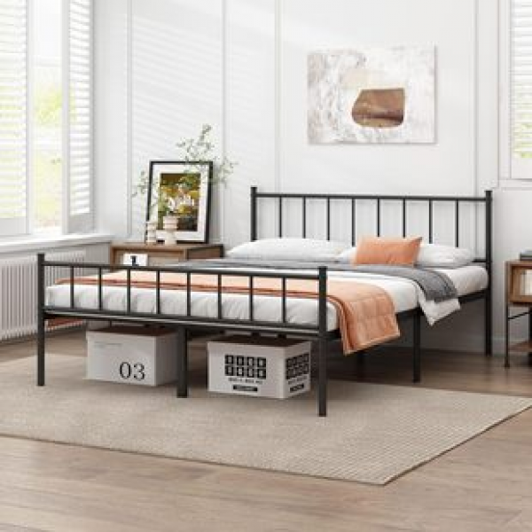 Cross border bedside iron bed, noise free iron frame, formaldehyde free steel structure, curved angle double iron bed, thickened and reinforced, tide resistant