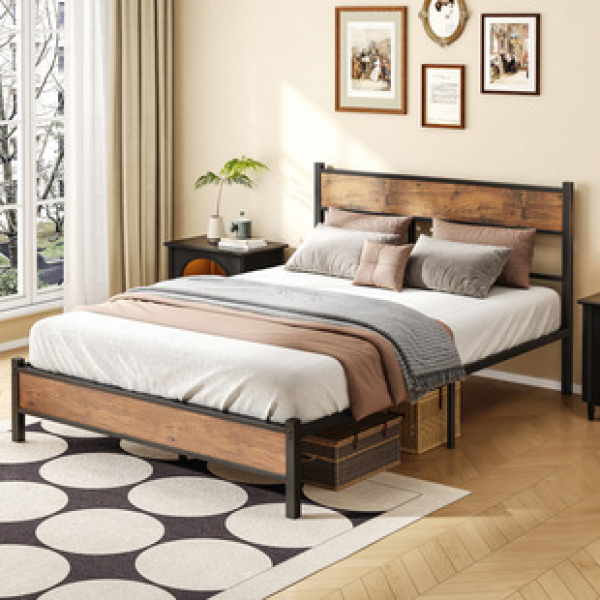 Amazon Retro Home Bedroom Student Double Iron Bed Dormitory Hotel Apartment Simple 1.5-meter Bed Bracket
