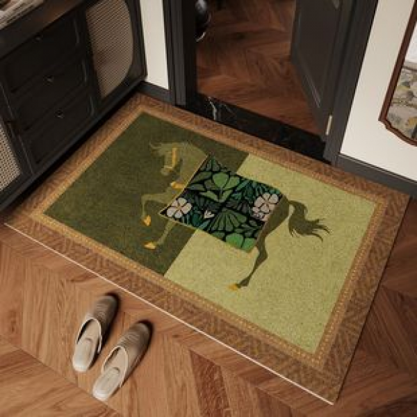 2026 New Year's Eve Silk Circle Door Mat, Non slip Door Mat for Home Use, Luxury Door Mat, Stainproof Foot Mat for Large Doors