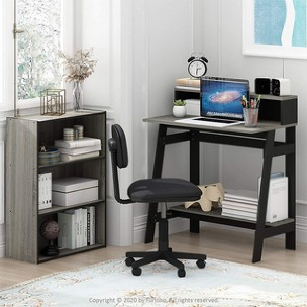 Cross border desk bookshelf integrated black office desk, writing desk, simple single person household computer desk, trendy student computer desk