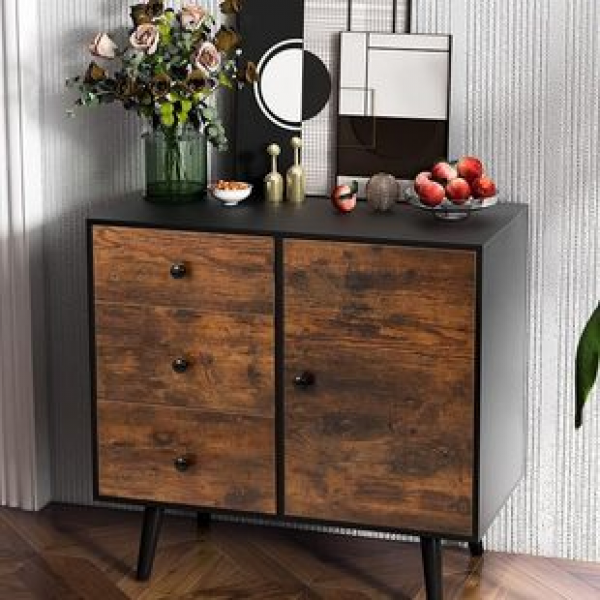 Solid wood antique style bucket cabinet, bed end drawer cabinet, storage cabinet, retro living room wall facing bedroom bucket cabinet, narrow storage cabinet