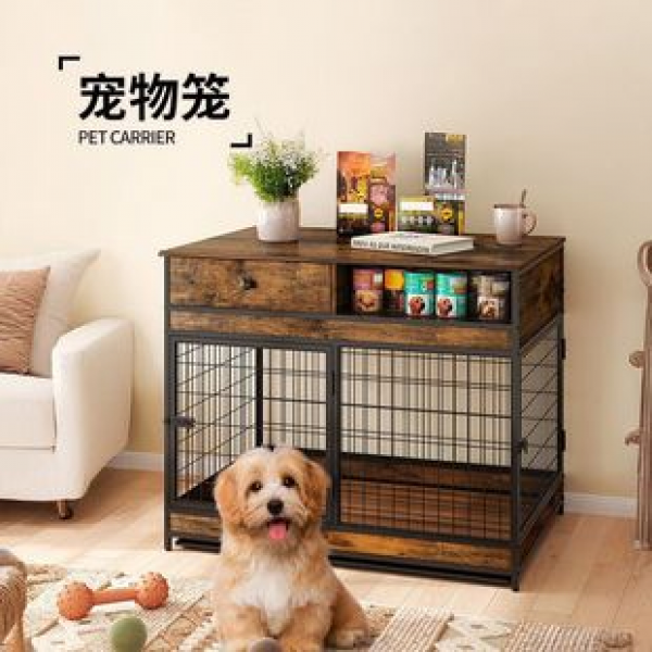 Amazon hot selling household pet cages for cats, pets, and dogs, integrated dog cage side cabinets, desktop storage, and dog beds