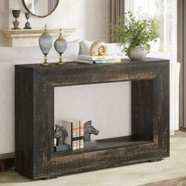 High end entrance table with ancient wabi sabi style design, vintage homestay desk, table end view table, light luxury American style entrance table
