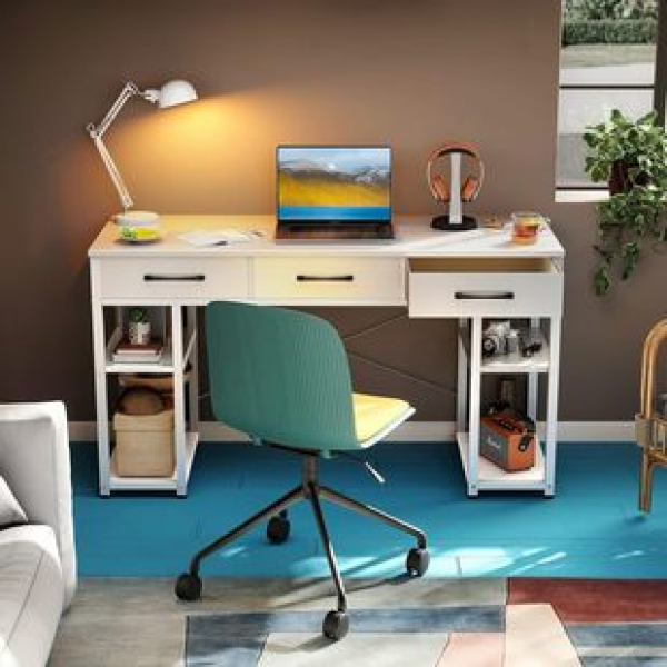 Cross border fabric drawer storage rack, home desk, writing desk, modern and simple office, small computer desk, study desk