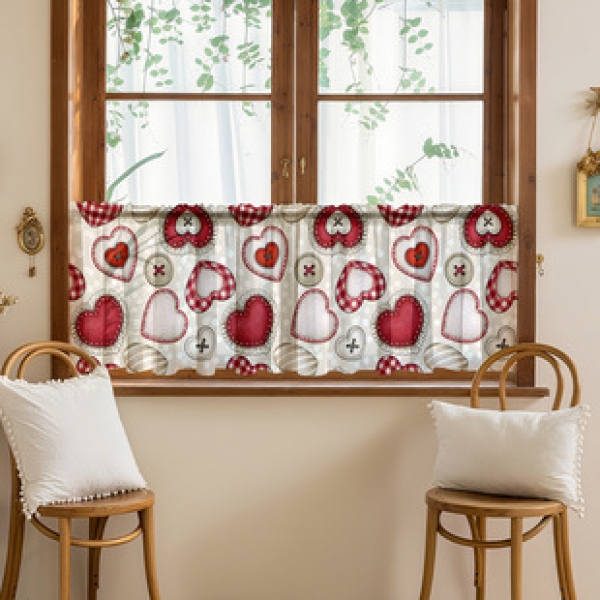 1PC multi-color pattern short curtain kitchen curtain half curtain cross-border small window decoration polyester cotton