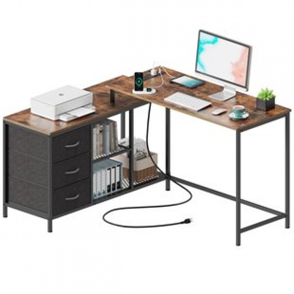Desktop Home Corner Writing Desk Bedroom Corner Office Desk with File Cabinet Corner Desk L-shaped Computer Desk