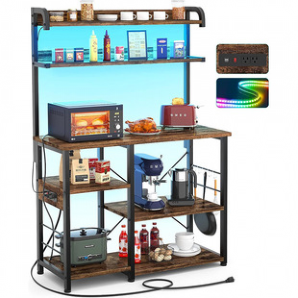 Kitchen storage rack, kitchen layered storage rack, floor standing multi-layer multifunctional pot rack, microwave oven rack