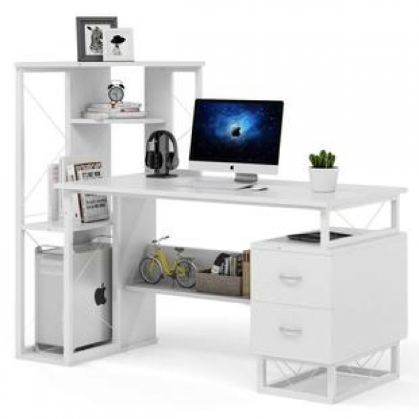 Cross border family office game workstation with storage cabinet L-shaped desk corner desk dual computer desk