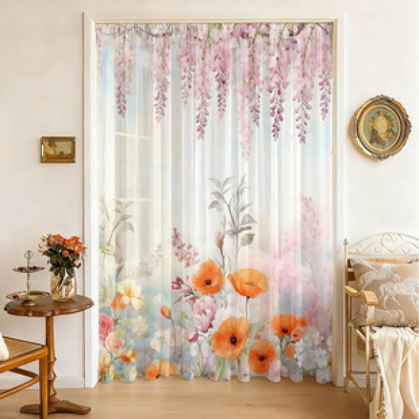 1pc new 2025 four season window screen 3D digital printing manufacturer direct sales bedroom living room decoration pole through window