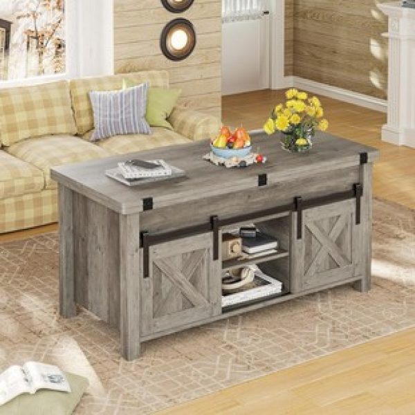 Cross border manufacturers specialize in multifunctional retro coffee tables with sliding doors in living rooms, adjustable and foldable coffee tables, trendy