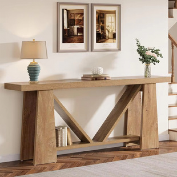 Retro Wabi Sabi Sofa Leaning against the Wall, with Ancient Style, Entrance Platform, Solid Wood, Homestay Living Room Decoration, Narrow Side Cabinet