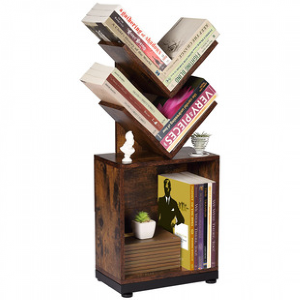 Cross border solid wood floor to ceiling desktop multi-layer storage rack, modern household simple bookshelf, children's tree shaped organization