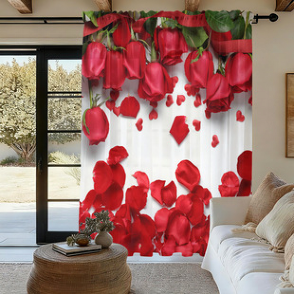 1pc new 2025 Valentine's Day window screen 3D digital printing factory direct sales bedroom living room decoration pole through window