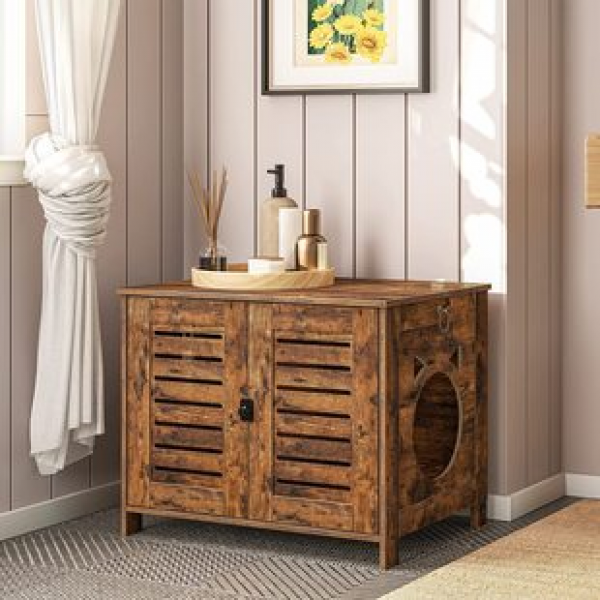 Wooden cabinet, cat nest, cat villa, cat litter box, human pet, coffee table, semi enclosed cat toilet, odor proof, hidden household wooden box, damp
