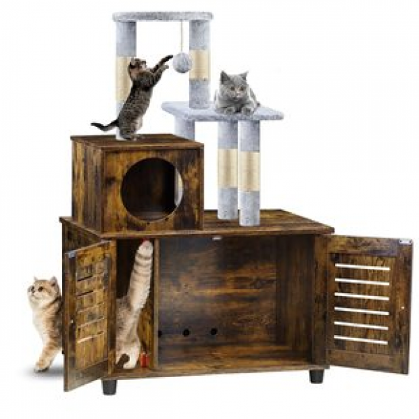 Cross border household indoor enclosed cabinet cat villa wooden cage cat nest house two-story free large space cat nest tide