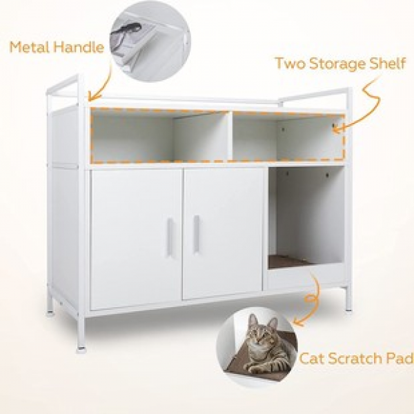 Cross border e-commerce bedroom, living room, cat litter box, furniture, large storage cabinet with double doors and open shelves
