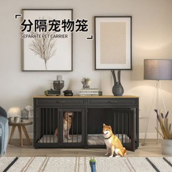 Iron dog cage for storage and processing, Amazon hot selling pet furniture, double door dog house, indoor partitioned pet house