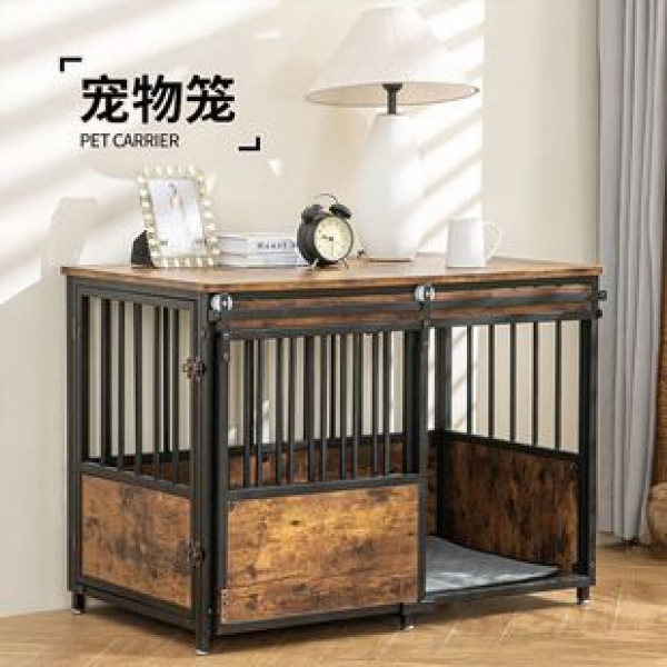 Cross border factory direct sales are suitable for large and medium-sized dog wooden heavy-duty dog beds with double doors, pet houses, dog cages, and furniture trends
