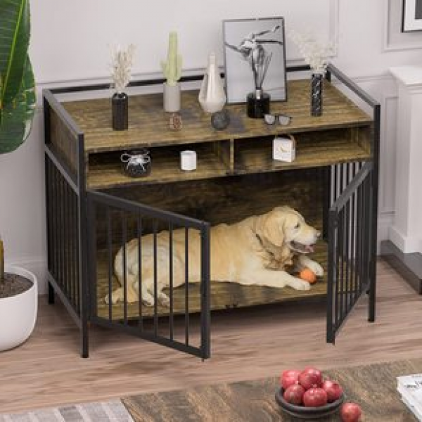 Cross border wooden pet furniture, indoor double door dog box furniture, decoration dog house, modern side table, small/medium-sized dog trend