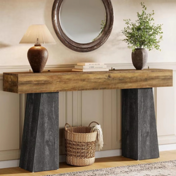 High end entrance table with ancient wabi sabi style, homestay desk, retro end view table, light luxury American style entrance table