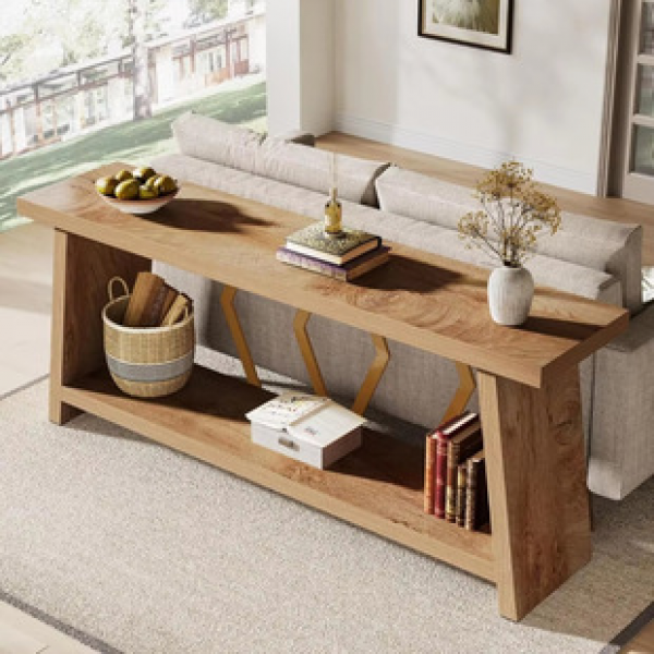 Middle ancient style, natural wood leaning against the wall, corridor, bridge, wooden table, solid wood entrance hall, living room, homestay, hotel, sofa decoration, side table