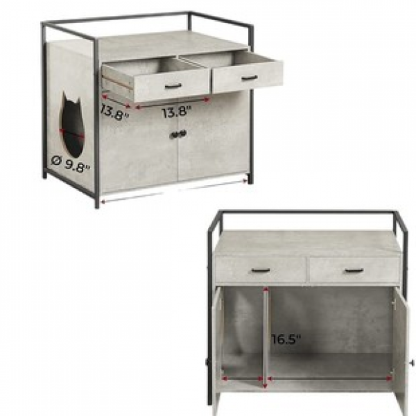 Cross border manufacturer direct sales cat litter small house with drawer storage cabinet, charming pet cabin can be used as living room storage cabinet