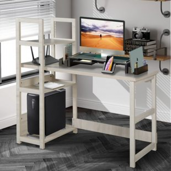 Cross border hot selling iron wood combination left and right interchangeable computer desk, writing desk, bedroom office desk, gaming desk, desktop desk trend