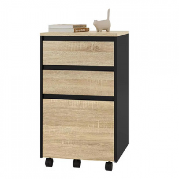 Nordic solid wood storage cabinet under the table, drawer bucket cabinet, storage cabinet, movable desk edge, computer file low cabinet