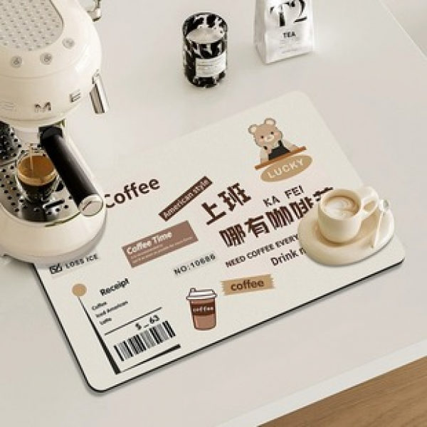 Kitchen, dining area countertop drain mat, coffee machine mat, bar counter coaster, quick drying placemat, no wash, anti scald, heat-insulating silicone mat