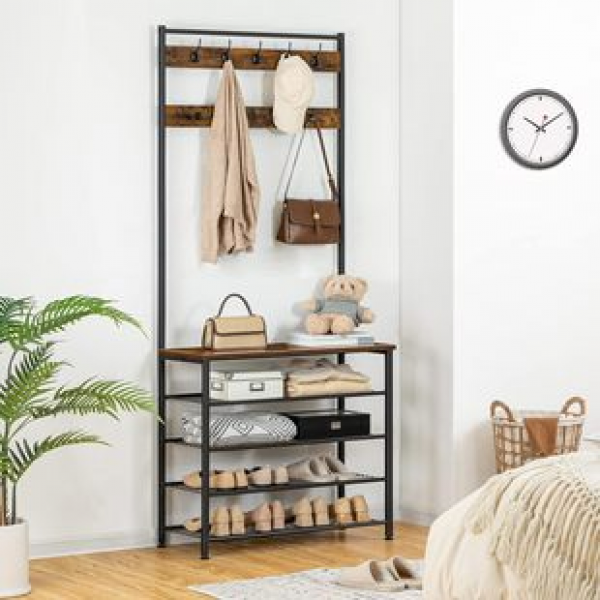 Simple floor standing clothes rack, shoe rack, integrated bedroom, home use, doorstep, shoe changing stool, rental room, clothes hanging rack