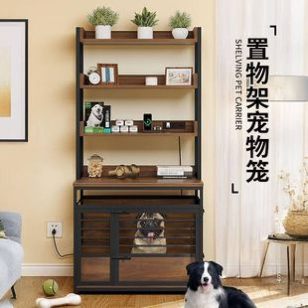 Cross border factory direct sales of pet house furniture, medium-sized dog cage storage rack, double door dog nest storage rack, trendy