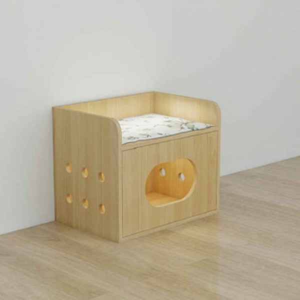 Cat Nest Tea Table Integrated Wabi Sabi Style Solid Wood Sofa Side Table Nordic Pet Shared Living Room Creative Combination Bedside Table