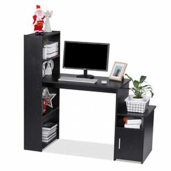 Cross border Nordic modern minimalist computer desk, study desk, household small-sized bedroom desk, bookshelf integrated desk furniture